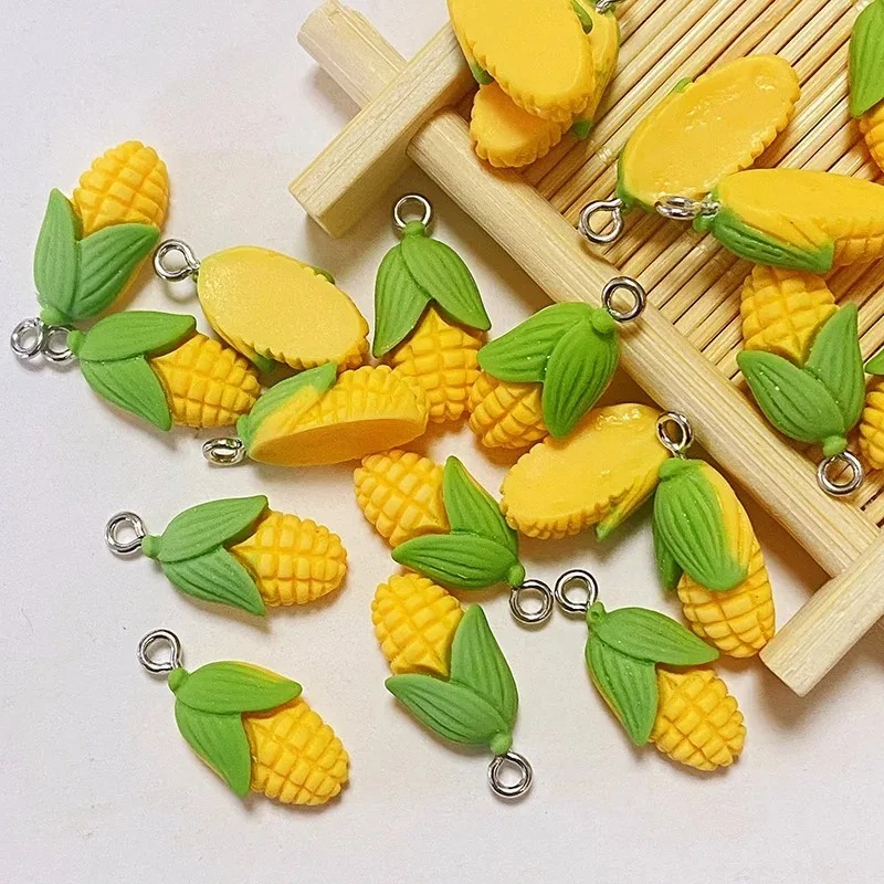 Resin Crafts Diy - 20個入り 面白いミニコーン野菜樹脂チャーム 人工食品ペンダント DIYクラフト用品 イヤリング ブレスレット