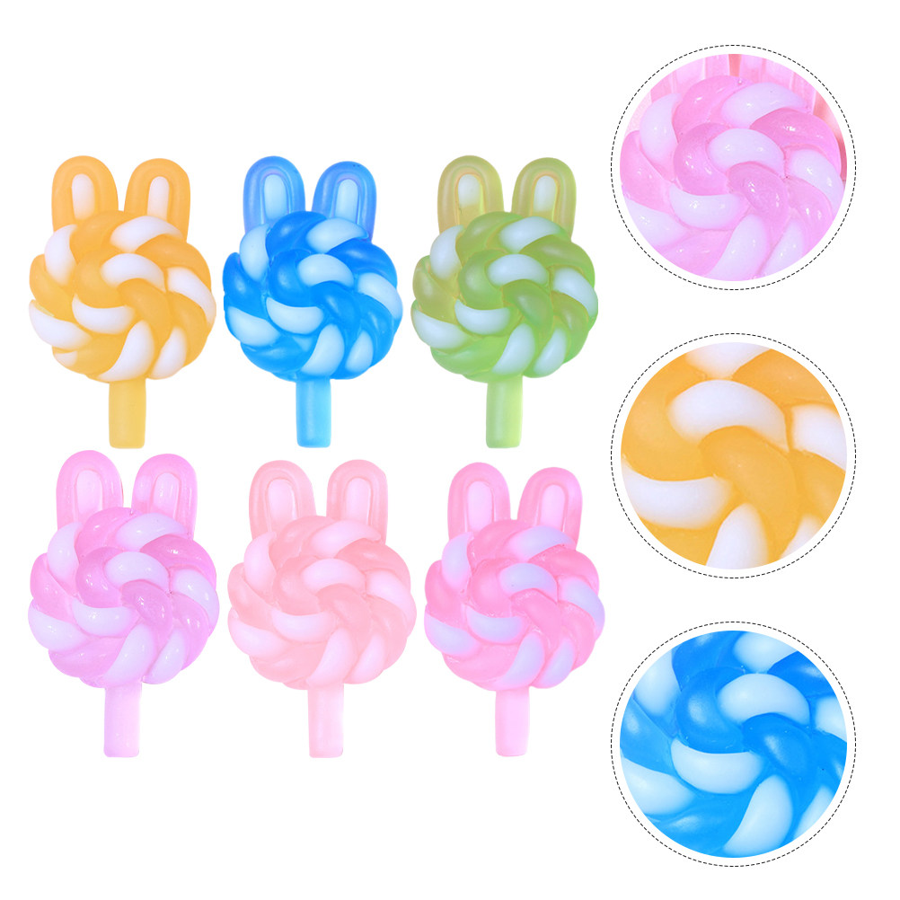 Resin Crafts Diy - 24 個のかわいい漫画ロリポップチャームウサギの形をした光るプラスチック樹脂ペンダント DIY クラフトジュエリー用品キーホルダーネックレス用