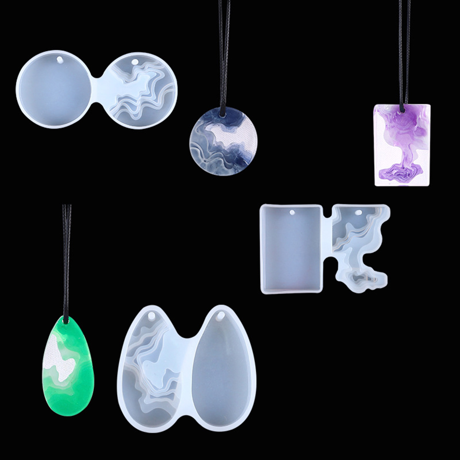 Geode Mold Silicone - 3 個 DIY クリスタルモールドセットラウンド柔軟なシリコンモールド樹脂ジオードアートジュエリー作成クラフト用品用