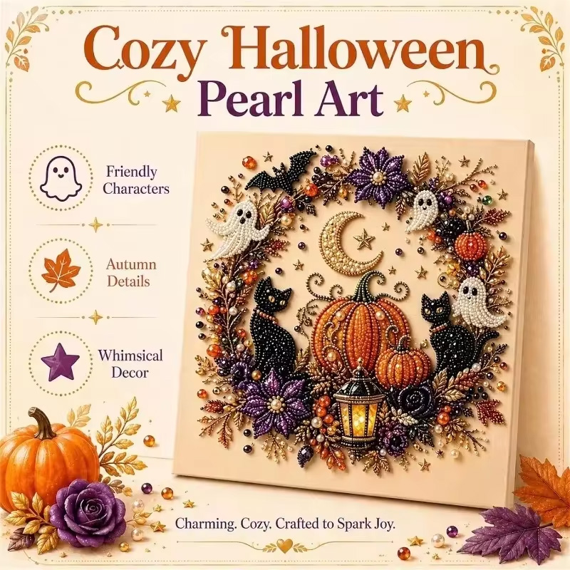 Resin Craft For Beginners - @ハロウィン ゴーストパールアートキット 大人用 DIYパールペイントクラフトキット 初心者向け ハロウィンパールダイヤモンドアート