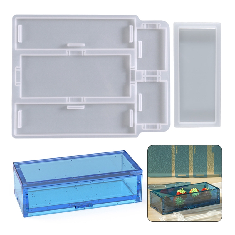 Resin Ocean Wave Mold - シリコンジュエリー収納ボックス,金型エポキシ成形シェル,長方形,モデルr3mc,19x15cm