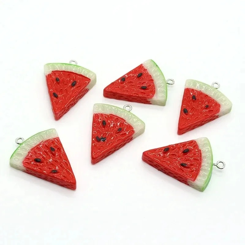 Resin Crafts Diy - 10 個両面三角形スイカ樹脂チャームミニフルーツペンダント DIY イヤリングジュエリー作成工芸品用