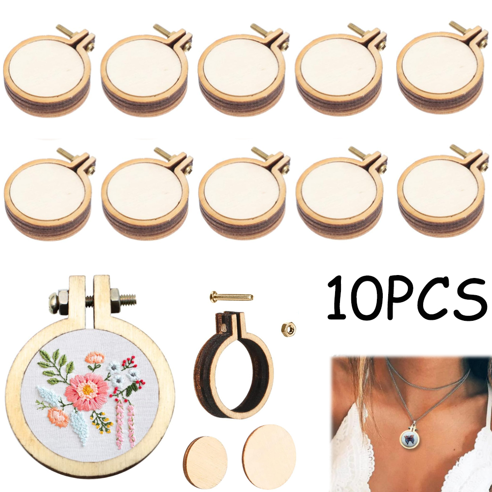 Wood Ring Blank - 10 ピース/セット木製ミニ刺繍フープリングクロスステッチフレーム工芸品 DIY 針芸術生地絵画壁の装飾
