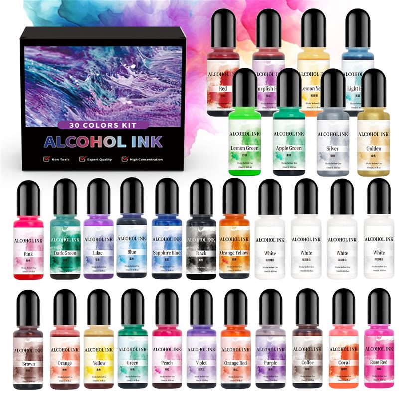Resin Dye Alcohol - 1 セットアートインクアルコールエポキシ樹脂顔料キット液体着色剤染料拡散顔料エポキシ樹脂ジュエリーメイキング工芸品アート染料