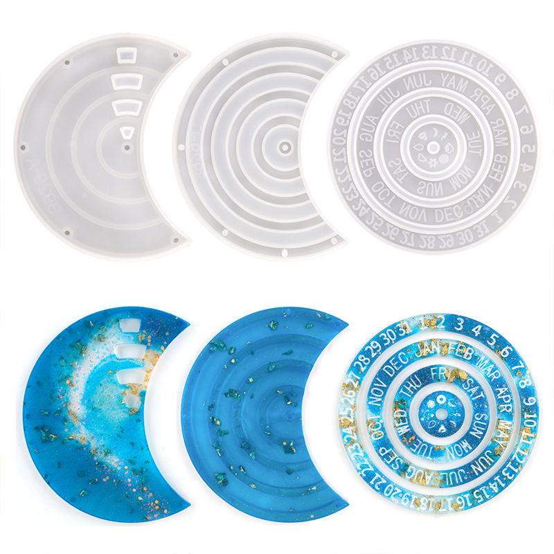 Resin Ocean Wave Mold - 月の形をしたスイベルカレンダー,樹脂型,シリコン,パーペチュアルカレンダー,ペンダント,家の装飾,新しいスタイル