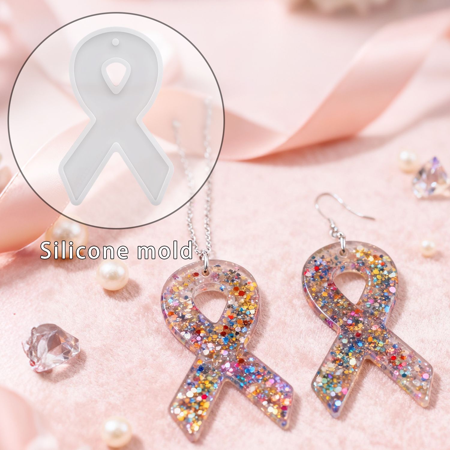 Resin Craft Projects - DIYリボンイヤリング樹脂型、イヤリングペンダント型、キーホルダーシリコン型、クラフト装飾やギフト用