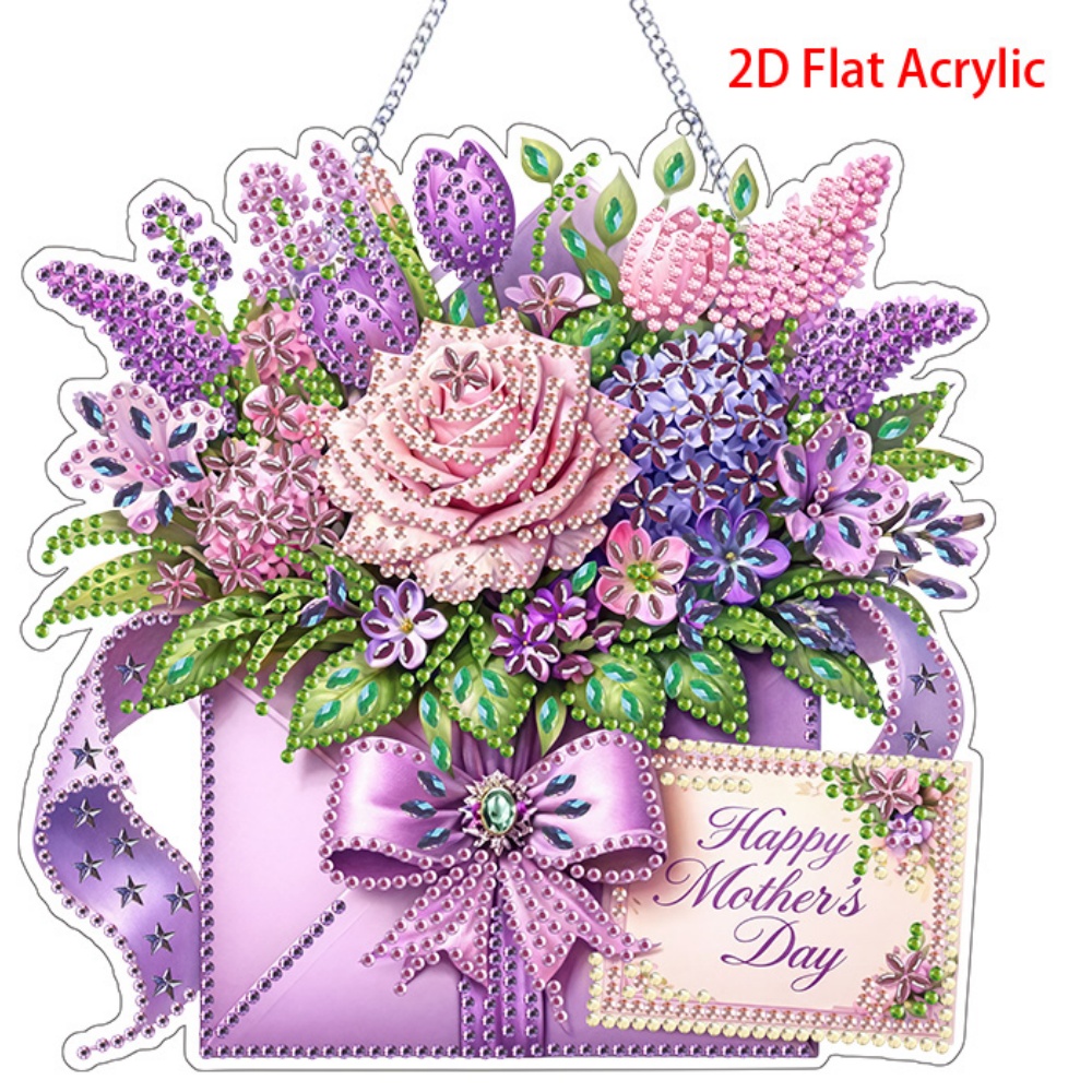 Resin Craft For Beginners - 2Dフラットアクリル、5D DIYダイヤモンドペインティングキット、初心者向け、アクリルモザイク手作りクラフトペンダント、花柄ペンダント