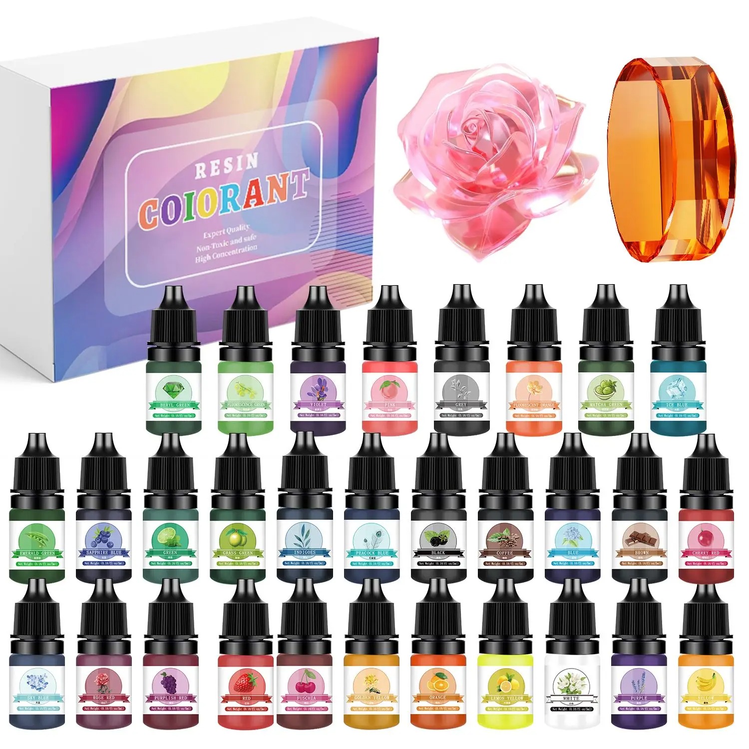 Epoxy Uv Resin Kit - 30色 5ml エポキシ樹脂顔料キット 液体着色剤 DIY UVエポキシ樹脂型