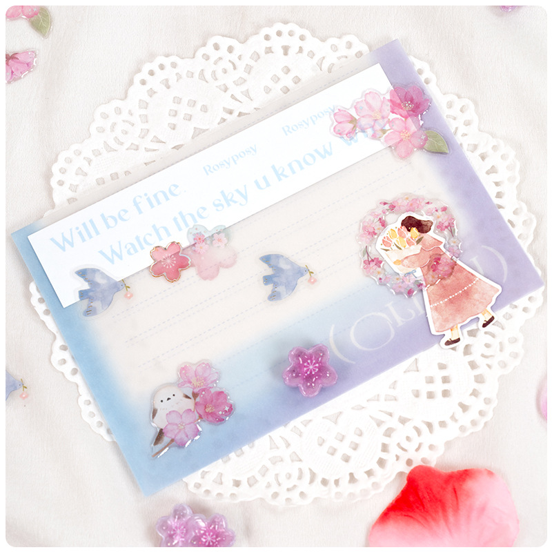 Resin Craft Material - 和風桜クリスタル 3D ステッカーピンクかわいいデカール女の子のための DIY 工芸品の装飾携帯電話ケース Diy