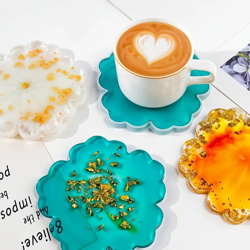 Geode Mold Silicone - DIY桜型レジンモールド - カスタマイズ可能なジオードコースター＆サービングボード、家の装飾用の芸術的なシリコン製プラッター