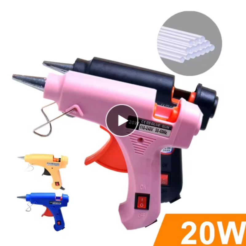 Heat Gun Small - 20W EUプラグ グルーガン。30本/10本 ゴムスティック。 DIYミニ電気加熱温度修復ツール。 クリスマスとハロウィンの贈り物