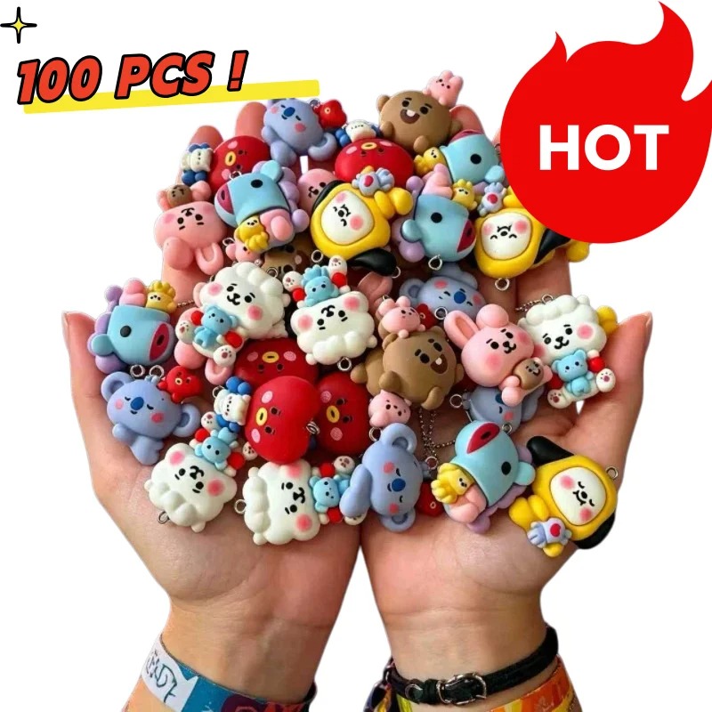 Resin Craft Material - 7 個 BT21 樹脂漫画チャーム DIY アクセサリークラフト用品ジュエリー作成用イヤリングネックレスブレスレットペンダント電話デコ