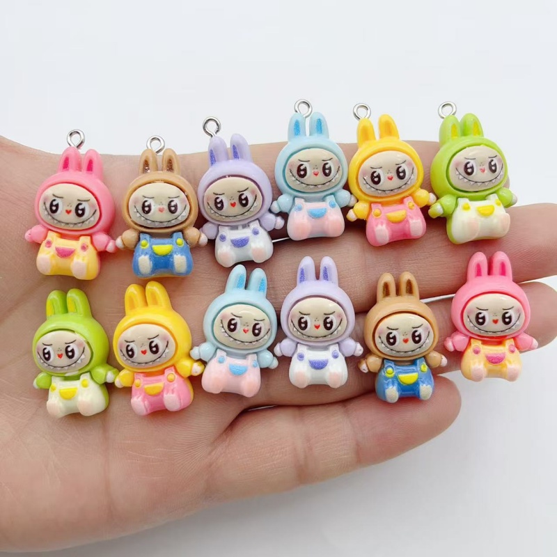 Resin Craft Projects - 10 個かわいいウサギイチゴハウス樹脂チャーム素敵な漫画の動物ペンダントイヤリングキーホルダー DIY ジュエリーメイク用