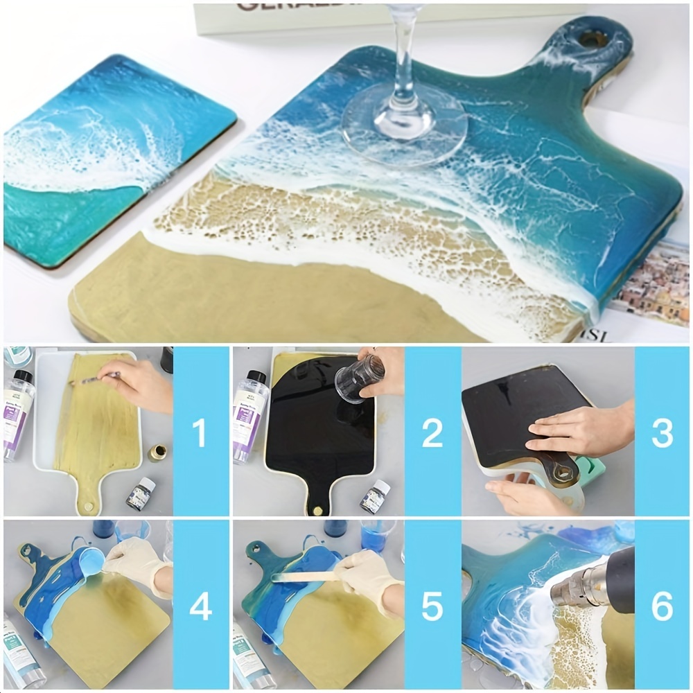 Geode Mold Silicone - エポキシ樹脂シリコン製トレイ型、DIY長方形ハンドルボード、瑪瑙ジオードローリングトレイとジュエリー作成用ツール