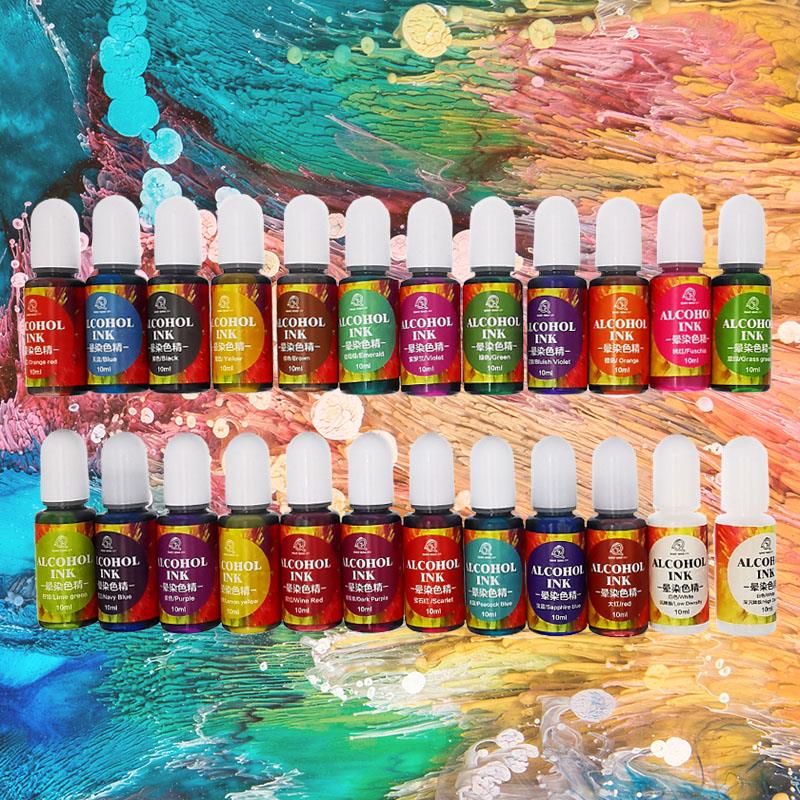 Resin Dye Alcohol - 芸術的なUVエポキシ樹脂インク,アルコール樹脂顔料,液体着色剤染料,インク拡散,日曜大工,ジュエリー作成,10ml, 24色