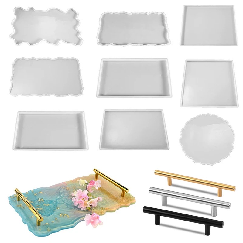 Silicone Mold Tray - トレイエポキシ樹脂シリコンモールドDIY大型長方形ティープレートコースター樹脂モールド家の装飾クラフト製作アート用品
