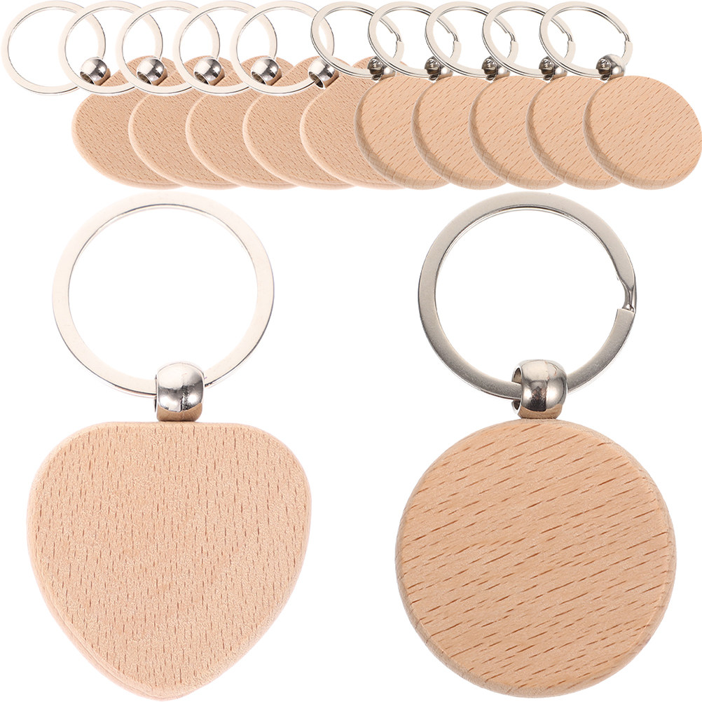 Wood Ring Blank - 12個の木製キーホルダーブランク、滑らかで軽量、丈夫なDIYクラフトキット、タグ、キーホルダー、装飾品、彫刻、塗装、木製リングの作成に。