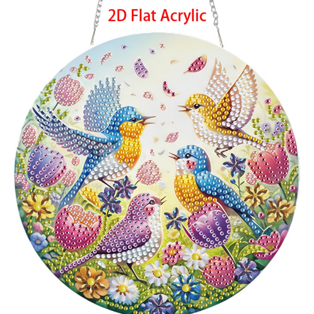 Resin Craft For Beginners - 2Dフラットアクリル、5D DIYダイヤモンドペインティングキット、初心者向け、アクリルモザイク手作りクラフトペンダント、動物鳥柄