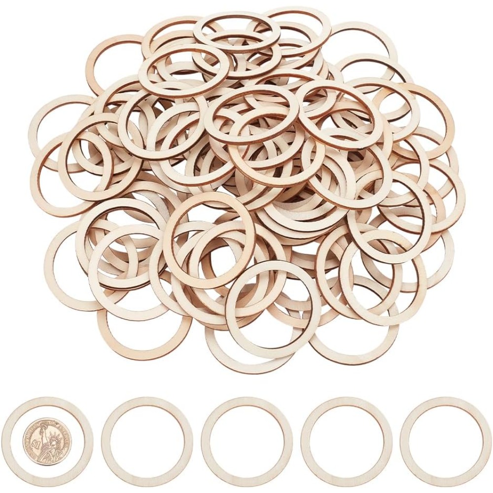 クリスマス絵画用の未完成の木片、円形の装飾品、空白の木製スラ - Wood Ring Blank のレビューと価格