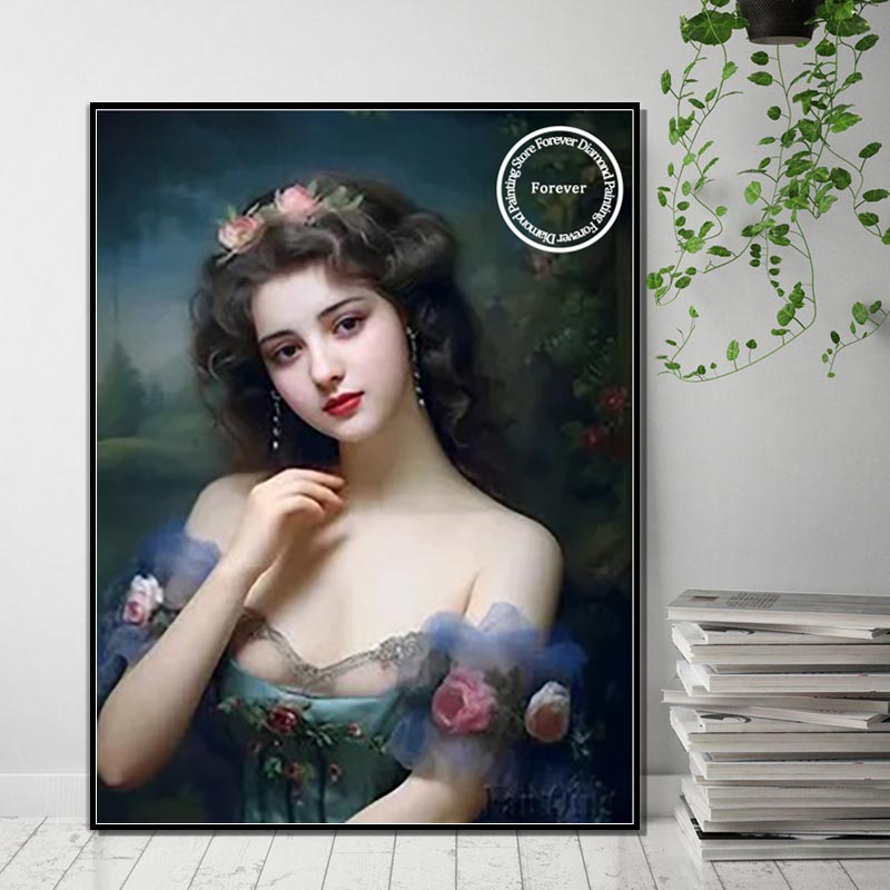 現代の AI アートダイヤモンド塗装美しい女性の花帽子ポート - Resin Craft Ai のレビューと価格