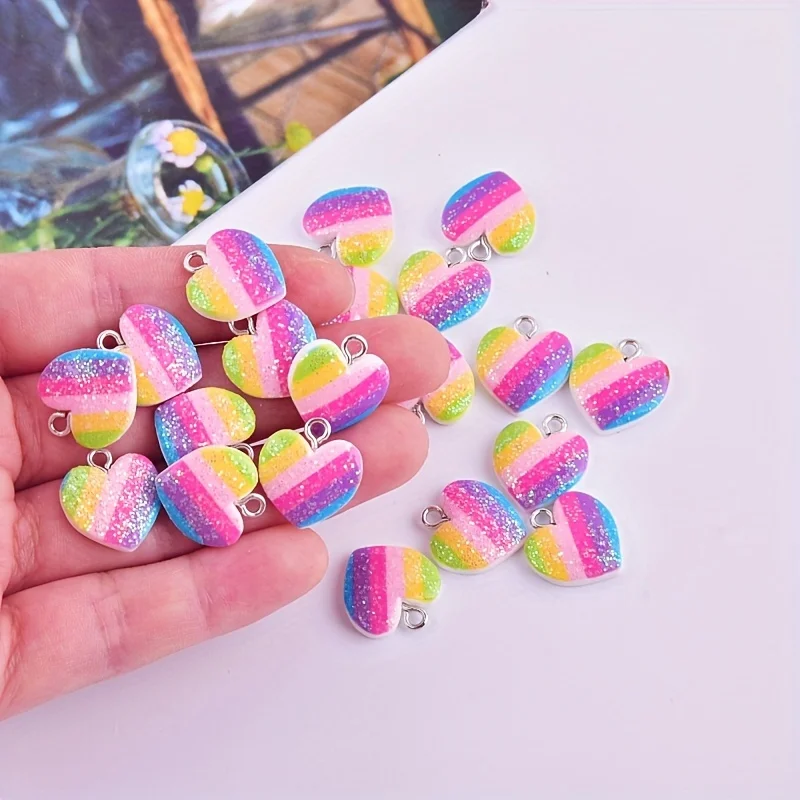 10 個のカラフルなハート樹脂チャームかわいい混合色のラブハ - Resin Crafts Diy のレビューと価格