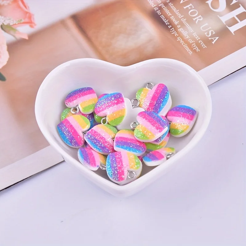 10 個のカラフルなハート樹脂チャームかわいい混合色のラブハ - Resin Crafts Diy のレビューと価格