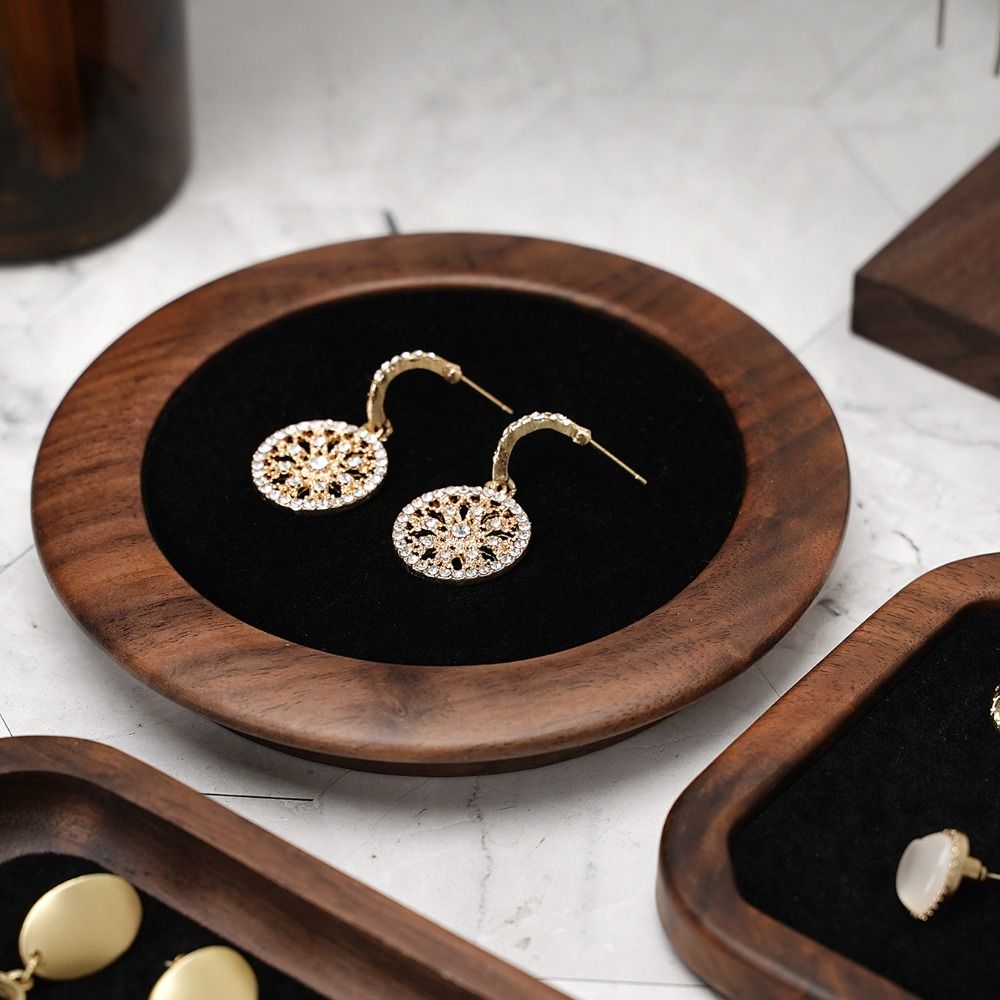シンプルな幾何学的形状の木製リングトレイ、絶妙なベルベットイ - Wood Ring Blank のレビューと価格