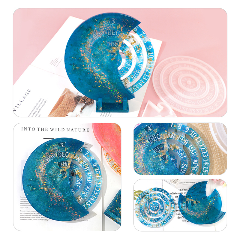 月の形をしたスイベルカレンダー,樹脂型,シリコン,パーペチュ - Resin Ocean Wave Mold のレビューと価格