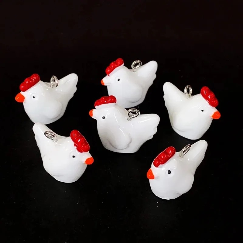 10個入り 可愛いミニ3Dチキンレジンチャーム 漫画風シミュ - Resin Crafts Diy のレビューと価格