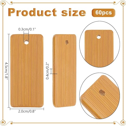 天然木のキーリングタグ、長方形の彫刻ブランク、キーホルダー、 - Wood Ring Blank のレビューと価格