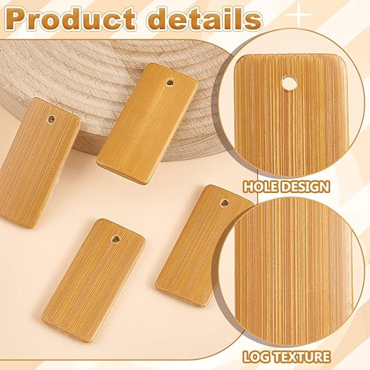 天然木のキーリングタグ、長方形の彫刻ブランク、キーホルダー、 - Wood Ring Blank のレビューと価格