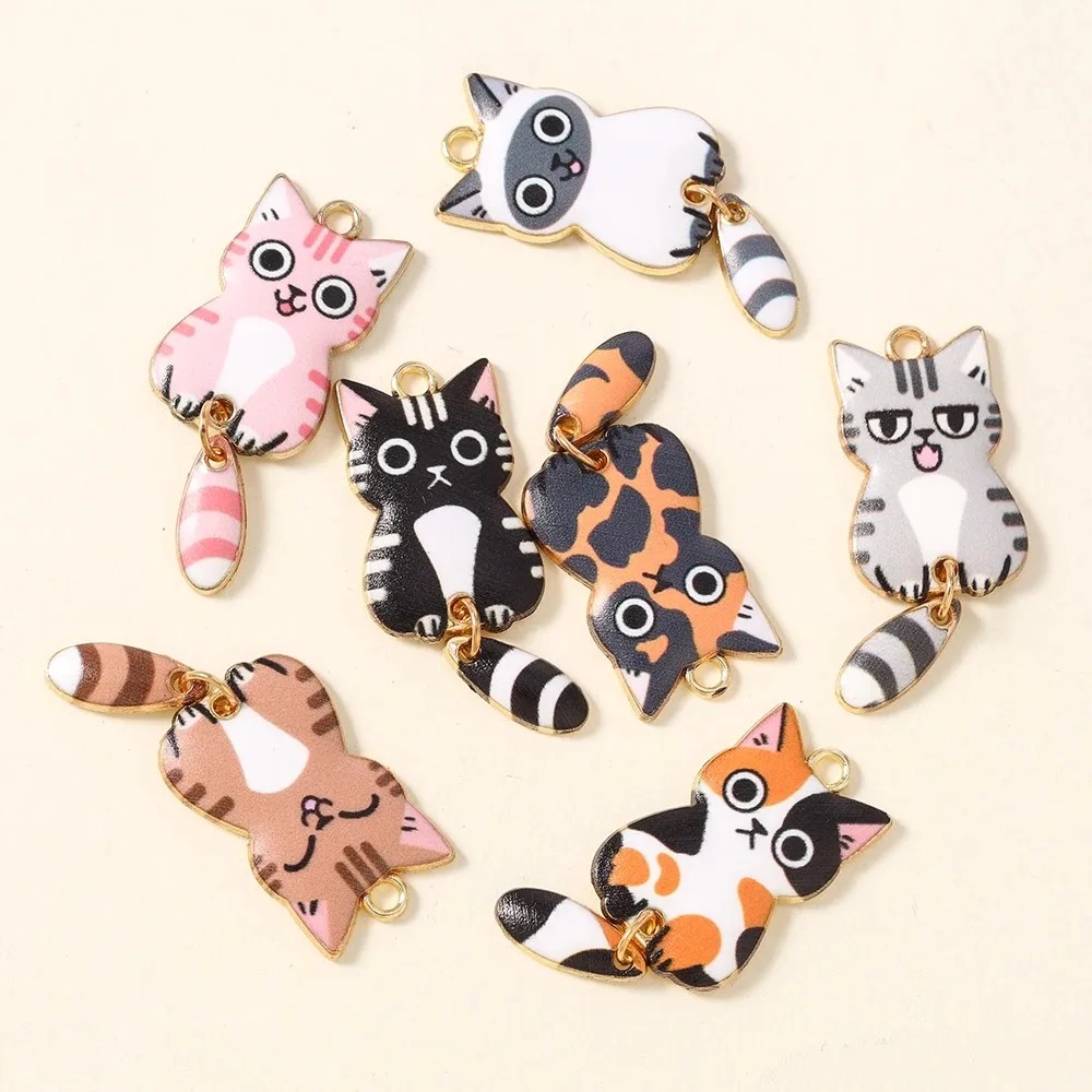 10 個 16 × 39 ミリメートルかわいい漫画猫樹脂チャ - Resin Craft Material のレビューと価格