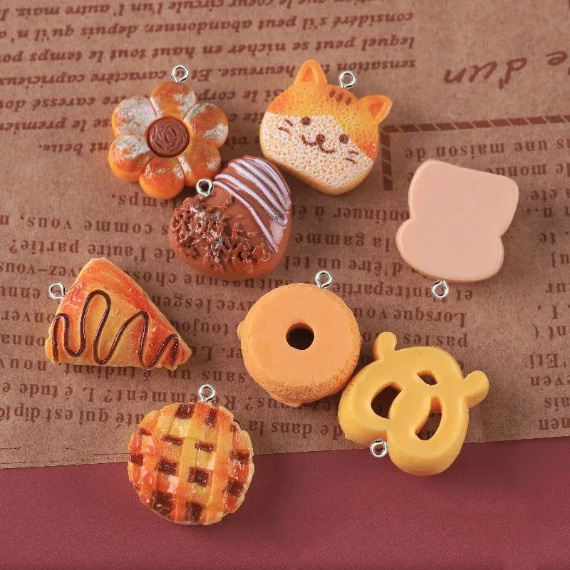 10個入り可愛いフェイクフード樹脂ペンダント、トースト、ドー - Resin Crafts Diy のレビューと価格