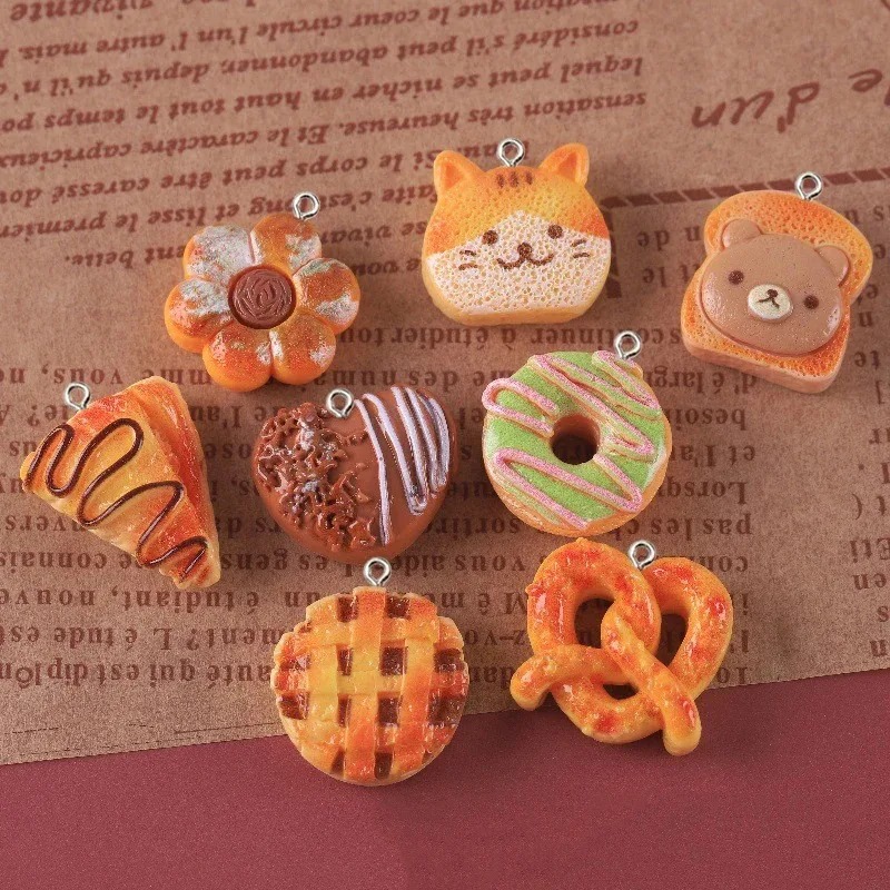 10個入り可愛いフェイクフード樹脂ペンダント、トースト、ドー - Resin Crafts Diy のレビューと価格