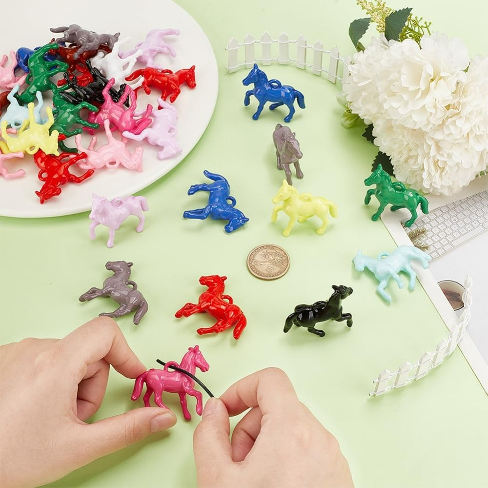 48 個不透明アクリルペンダント 12 色リトルホース動物樹 - Crafting Resin のレビューと価格