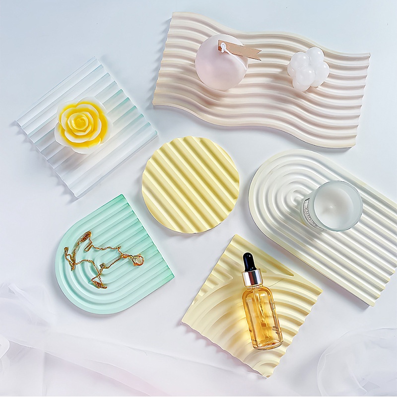 DIYストライプウェーブトレイ型 レジン/コンクリート/セメ - Silicone Mold Tray のレビューと価格