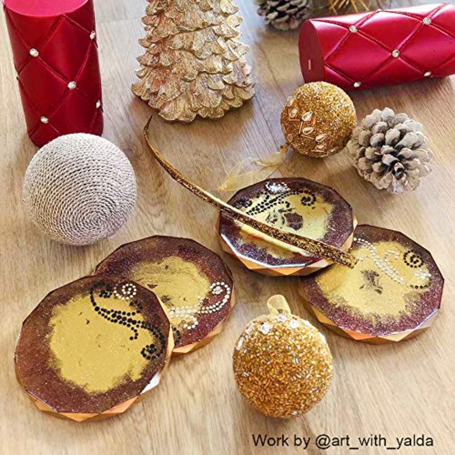 4個入りコースター型 - ダイヤモンドエッジクリスタルとラウ - Geode Mold Silicone のレビューと価格