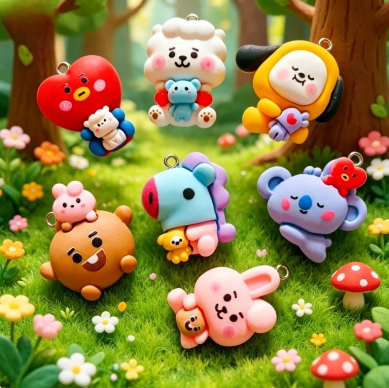 7 個 BT21 樹脂漫画チャーム DIY アクセサリークラ - Resin Craft Material のレビューと価格