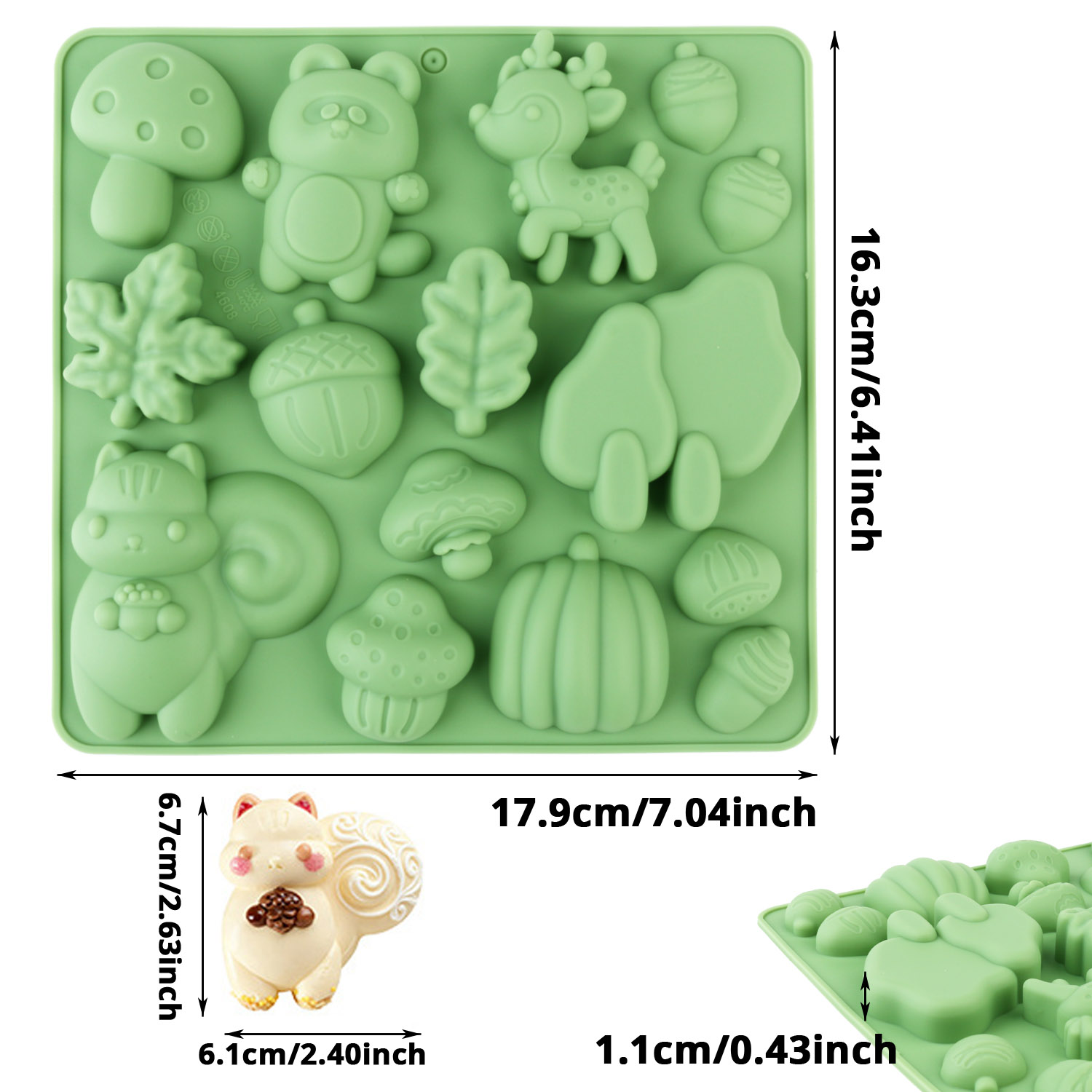 1個の動物の形をしたシリコンケーキ型、リスや鹿など、様々な動 - Resin Craft Material のレビューと価格