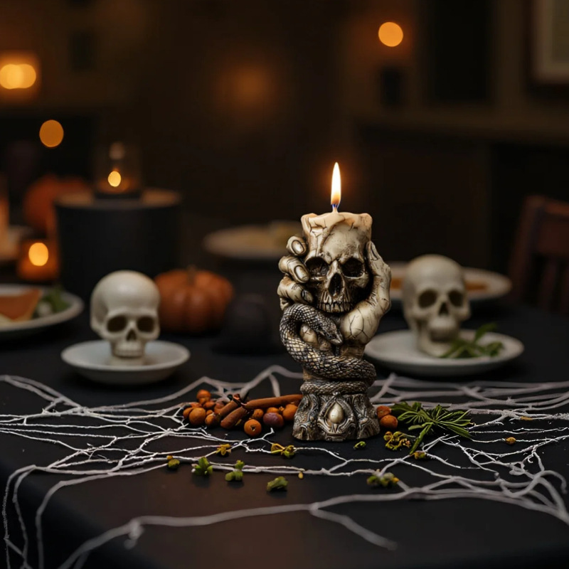 ハロウィンスカルアロマキャンドルシリコンモールドスネークハン - Resin Craft Workshop のレビューと価格
