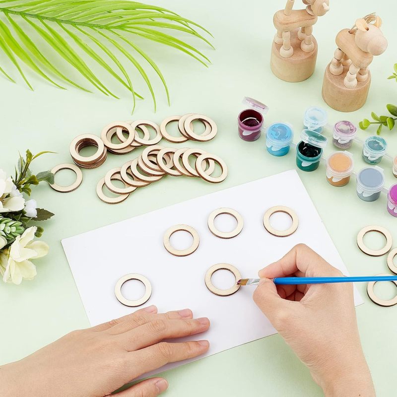 塗装用天然未完成木製サークル、円形装飾品、木製リンクリング、 - Wood Ring Blank のレビューと価格