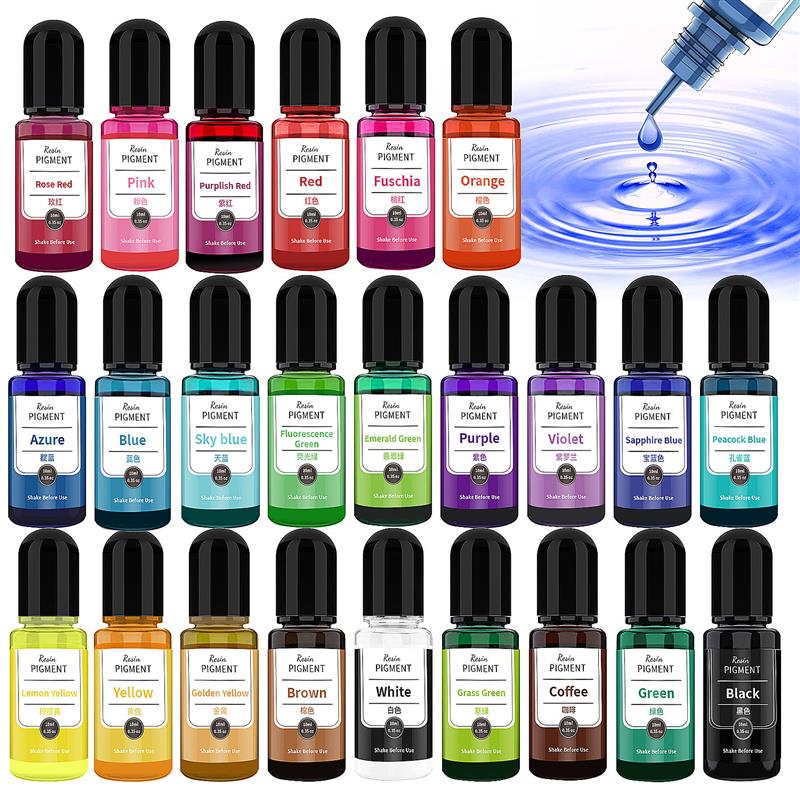 24色 10ml/ボトル エポキシ樹脂顔料 アートインク ア - Resin Dye Alcohol のレビューと価格