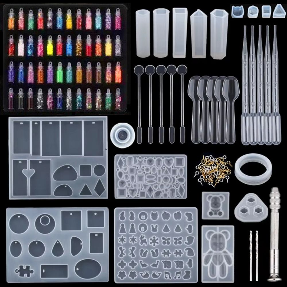 クマ型エポキシ樹脂モールドキット グリッターパウダーセット  - Resin Jewelry Kit のレビューと価格