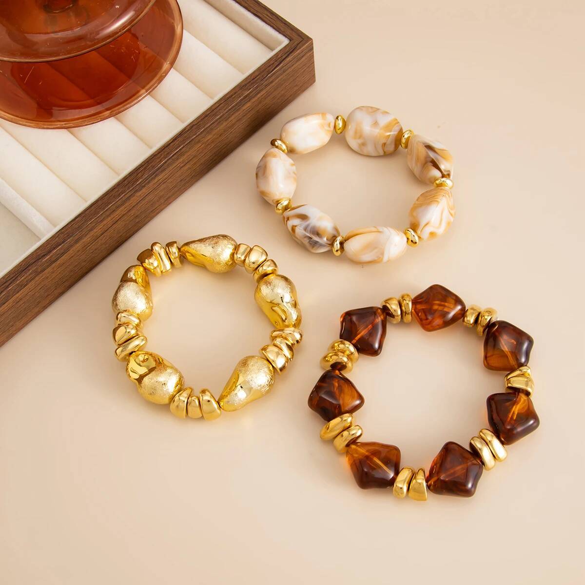 3個セット Y2K ボヘミアン アクリル樹脂 CCBビーズ  - Resin Jewelry Kit のレビューと価格